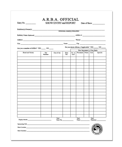 Show Entry Form