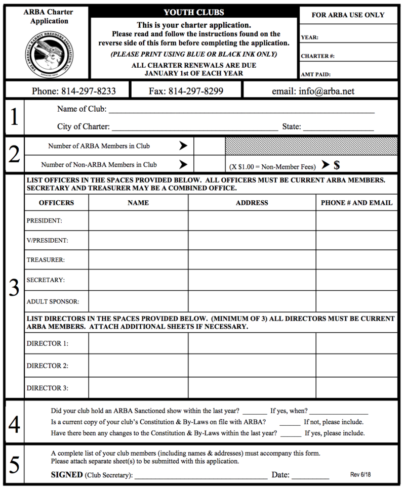 Printable Charter Forms – ARBA