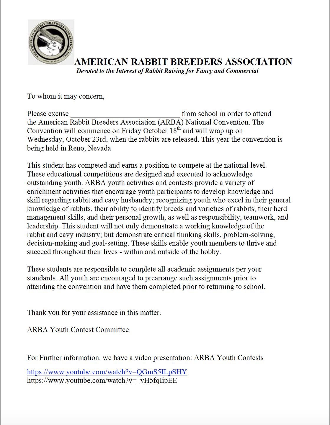 Youth Contests - ARBA