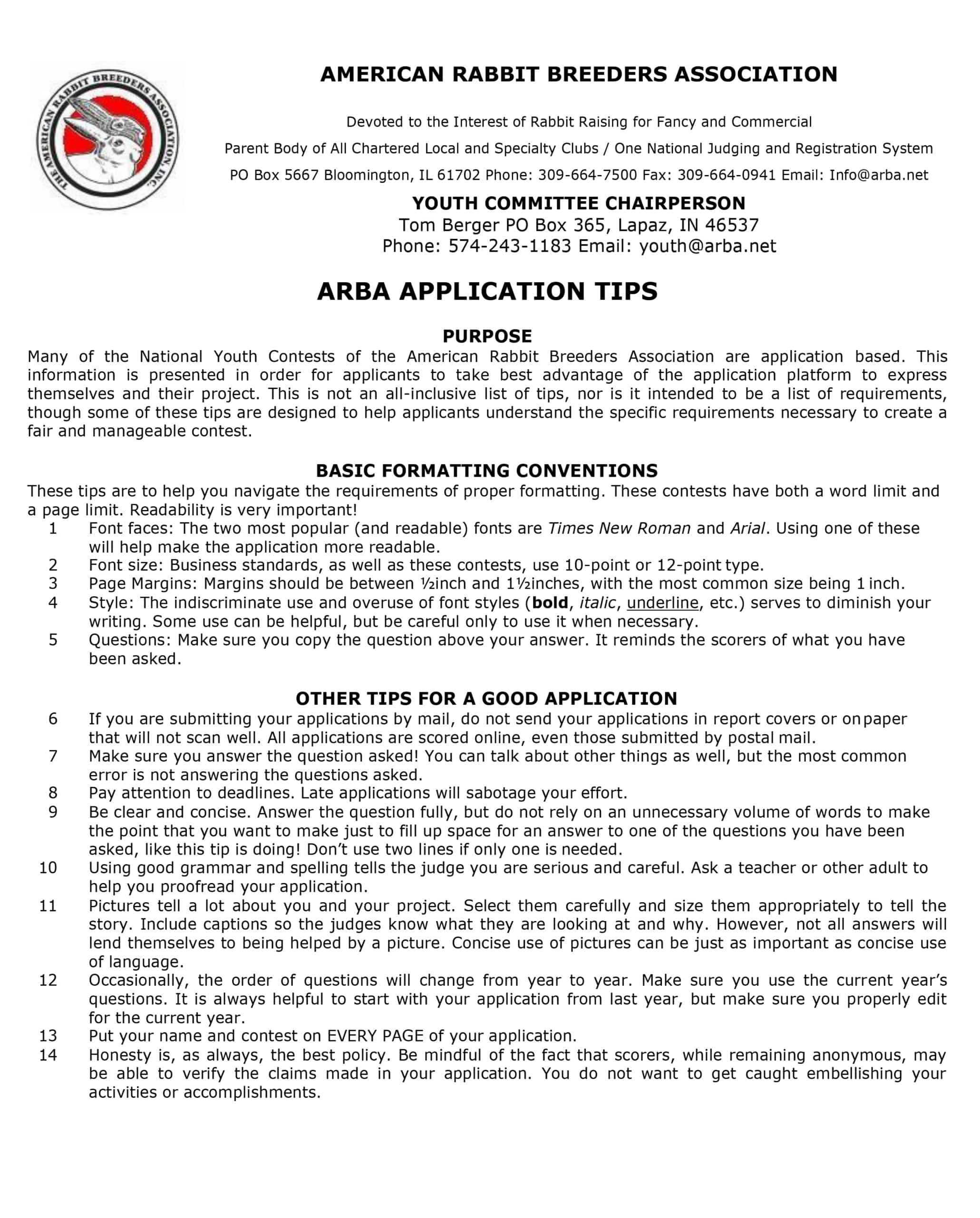 Youth Contests – ARBA