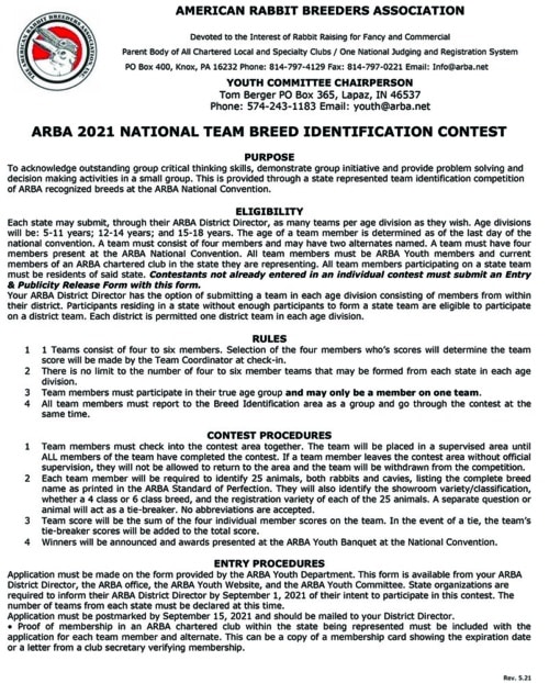 Youth Contests – ARBA