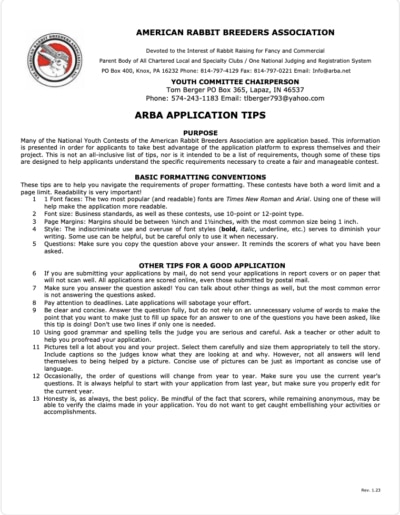 Youth Contests – ARBA