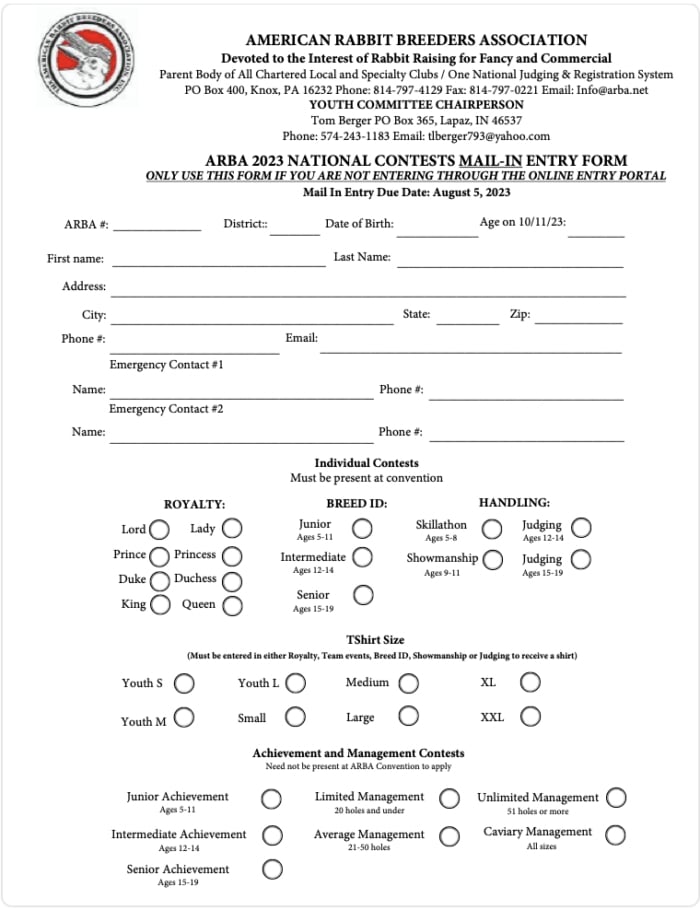 Youth Contests – ARBA